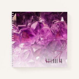 Individuelle Name Monogram Lila Ombre Crystals Notizbuch