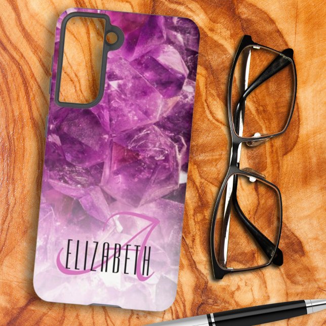 Individuelle Name Monogram Lila Ombre Crystals Samsung Galaxy Hülle (This custom monogram and name phone case is a sweet gift idea. Available for iPhone styles too. )