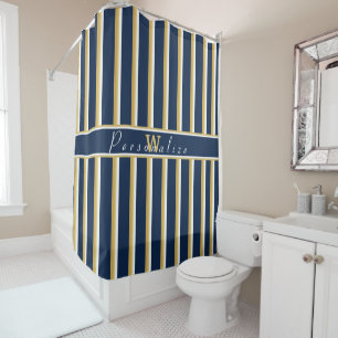 Individuelle Name Monogram Navy Blue Gold White St Duschvorhang