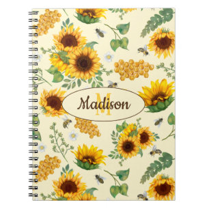 Individuelle Name Monogram Notebook Sonnenblumen H Notizblock