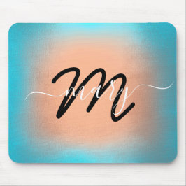 Individuelle Name Monogram Ombre Blue Rose Mousepad