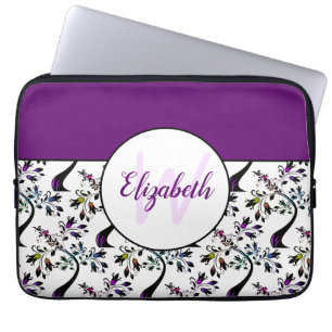 Individuelle Name Monogram Rainbow Floral Tree Mus Laptopschutzhülle