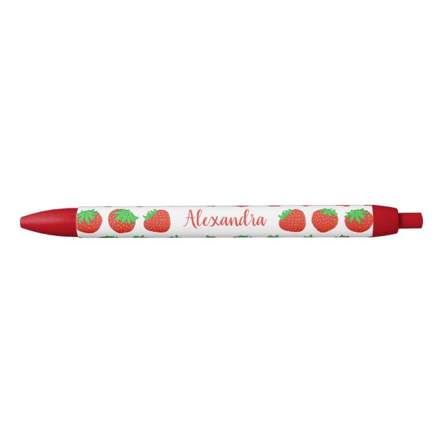 Individuelle Name Monogram Red Strawberry Kugelschreiber (Vorderseite)