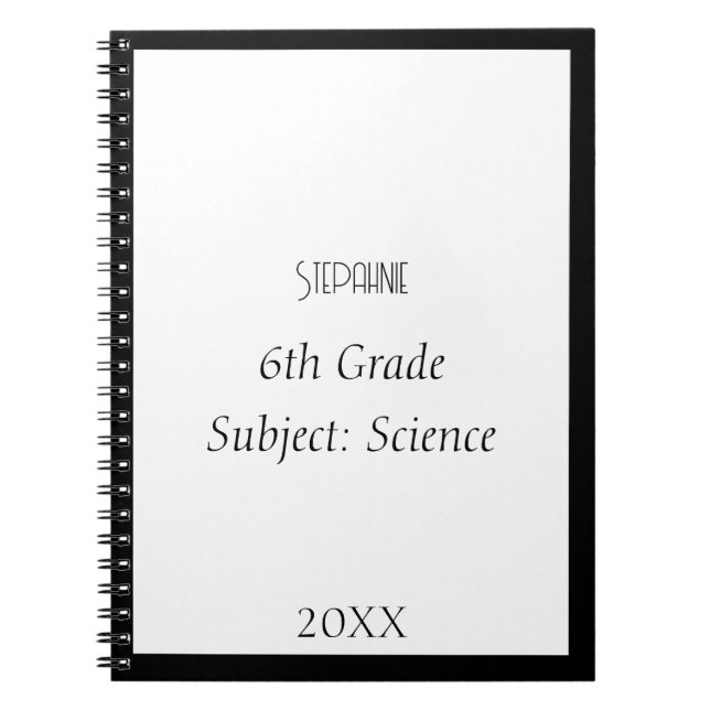 Individuelle Name Monogram Schwarz-weiß Custom Sch Notizblock (Vorderseite)