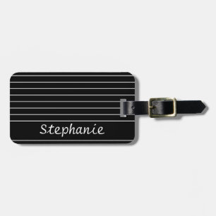 Individuelle Name Monogram Schwarz-weiß Stripes El Gepäckanhänger