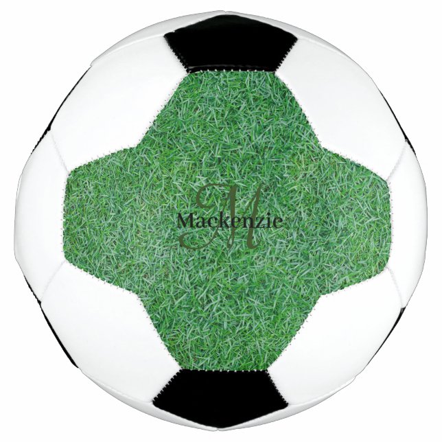 Individuelle Name Monogram Zen Grüngras Natur Fußball (Vorderseite)