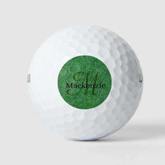 Individuelle Name Monogram Zen Grüngras Natur Golfball (Vorderseite)