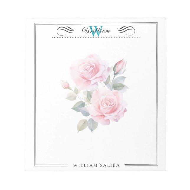 Individuelle Name & Monogramm 5,5" x 6" Notepad -  Notizblock (Vorderseite)