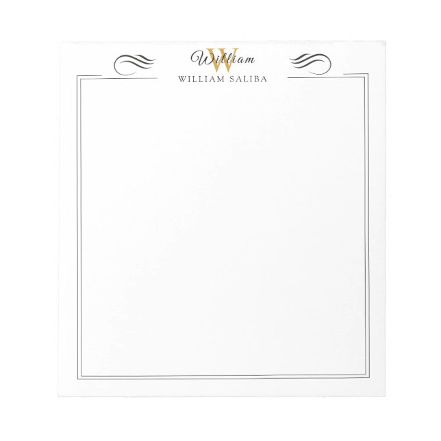 Individuelle Name & Monogramm 5,5" x 6" Notepad -  Notizblock (Vorderseite)