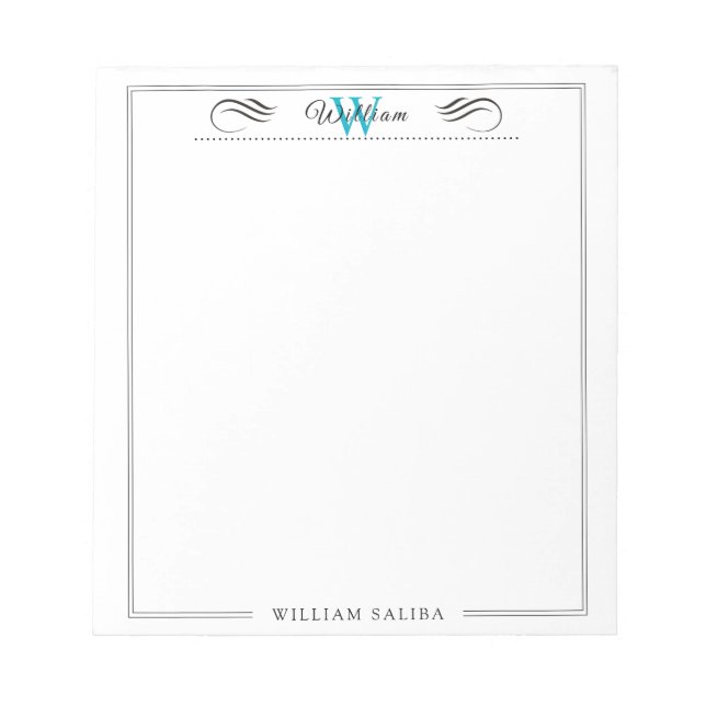 Individuelle Name & Monogramm 5,5" x 6" Notepad -  Notizblock (Vorderseite)