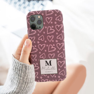 Individuelle Name Monogramm Anfangsdoodle Herz Case-Mate iPhone Hülle