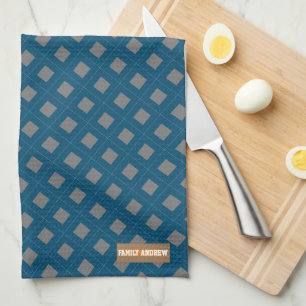 Individuelle Name-Monogramm-Diamanten marineblau-g Geschirrtuch