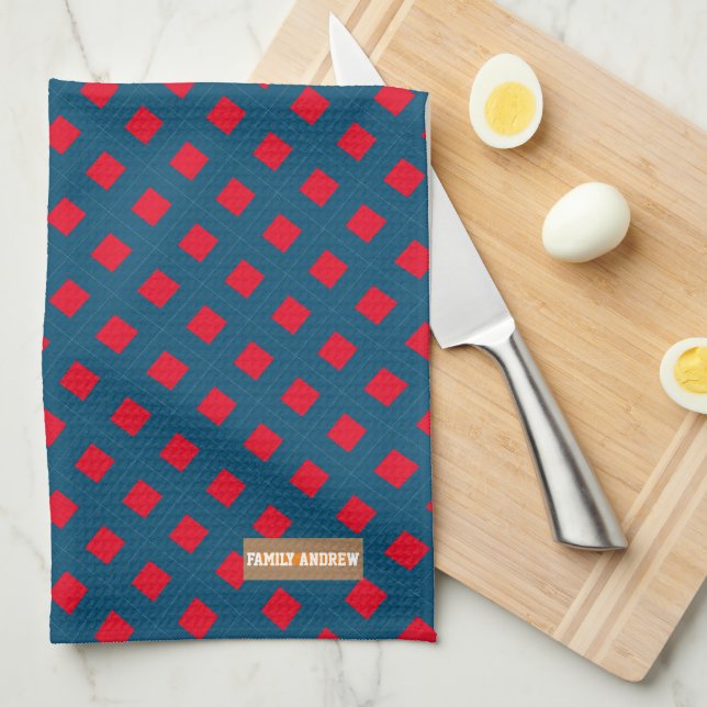 Individuelle Name Monogramm Diamanten marineblau r Geschirrtuch (Viertel Falte)