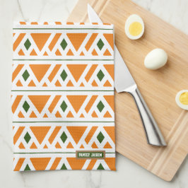 Individuelle Name Monogramm Diamanten orange grün Geschirrtuch