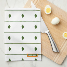 Individuelle Name Monogramm Diamantstreifen weiß g Geschirrtuch