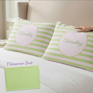 Individuelle Name Monogramm Pastell Rosa grüner St Kissenbezug