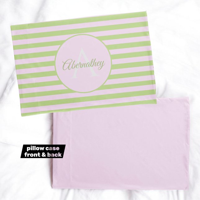 Individuelle Name Monogramm Pastellfarben Rosa Kissenbezug (monogram and name template pillowcase)