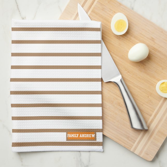 Individuelle Name Monogramm Streifen Muster weiß b Geschirrtuch (Viertel Falte)
