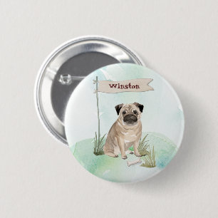 Individuelle Name Mops Haustier Button