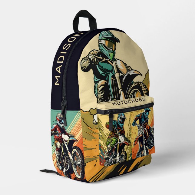 Individuelle Name Motocross Bedruckter Rucksack (Rückseitige Ecke links)