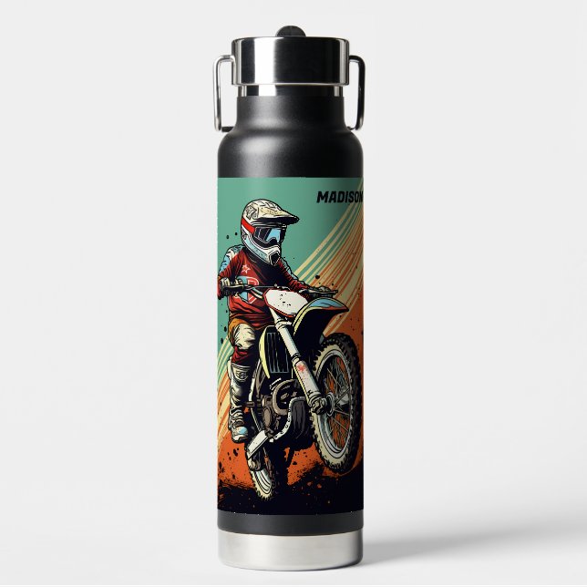Individuelle Name Motocross Trinkflasche (Vorderseite)