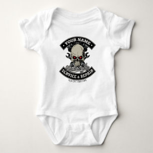 Individuelle Name-Motorradgarage Baby Strampler