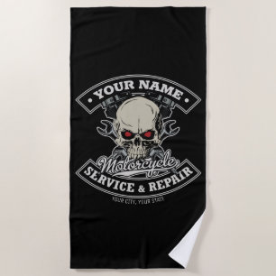 individuelle Name-Motorradgarage Strandtuch