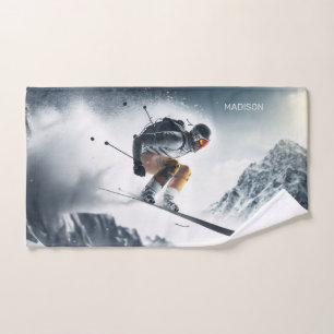 Individuelle Name Mountain Skier Handtuch