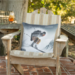 Individuelle Name Mountain Skier Kissen