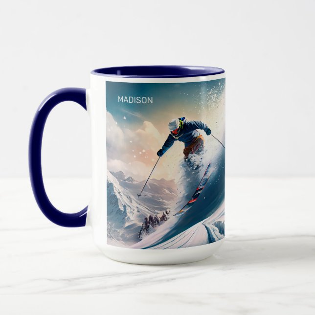 Individuelle Name Mountain Skier Tasse (Links)