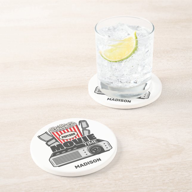 Individuelle Name Movie Time Getränkeuntersetzer (Seite)
