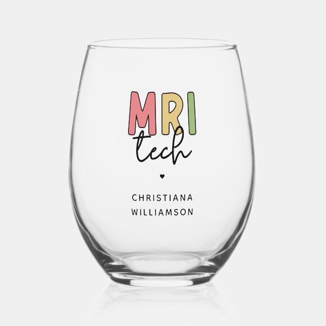 Individuelle Name MRI Tech | Geschenke von MRT-Tec Weinglas Ohne Stiel (Vorderseite)