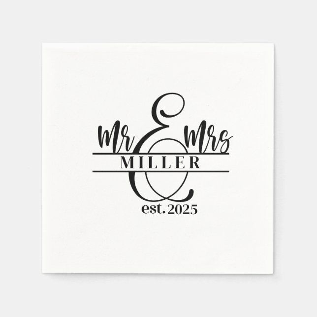 Individuelle Name & Mrs Paper Napkin Serviette (Vorderseite)