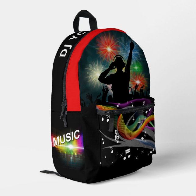 Individuelle Name Music DJ Bedruckter Rucksack (Rückseitige Ecke links)