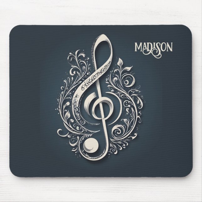 Individuelle Name Musical Clef Hinweis Mousepad (Vorne)