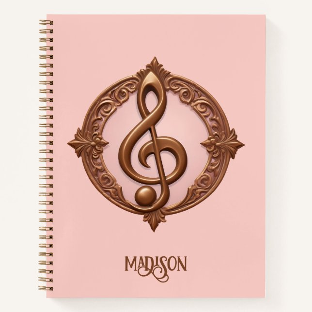 Individuelle Name Musical Clef Hinweis Notizbuch (Vorderseite)