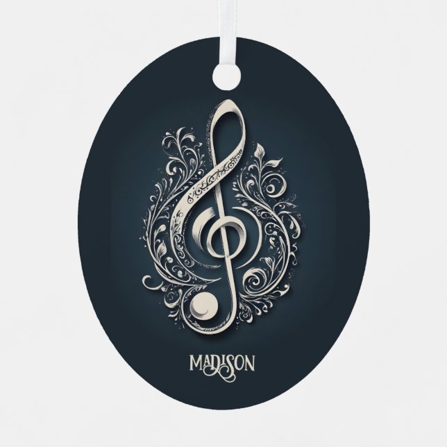 Individuelle Name Musical Clef Hinweis Ornament Aus Metall (Vorderseite)