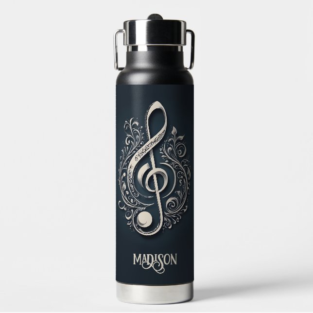 Individuelle Name Musical Clef Hinweis Trinkflasche (Vorderseite)