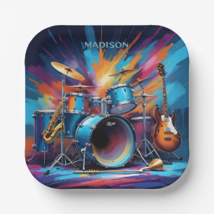 Individuelle Name Musikinstrumente Pappteller
