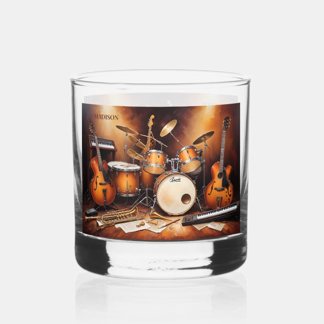 Individuelle Name Musikinstrumente Whiskyglas (Vorderseite)