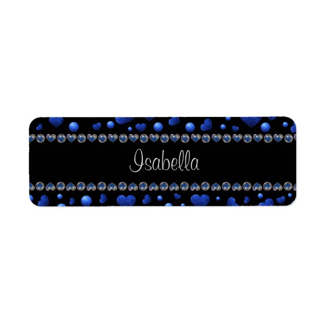 Individuelle Name, Muster des blauen Herzens Glitz (Vorne)