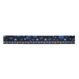 Individuelle Name, Muster des blauen Herzens Glitz Satinband