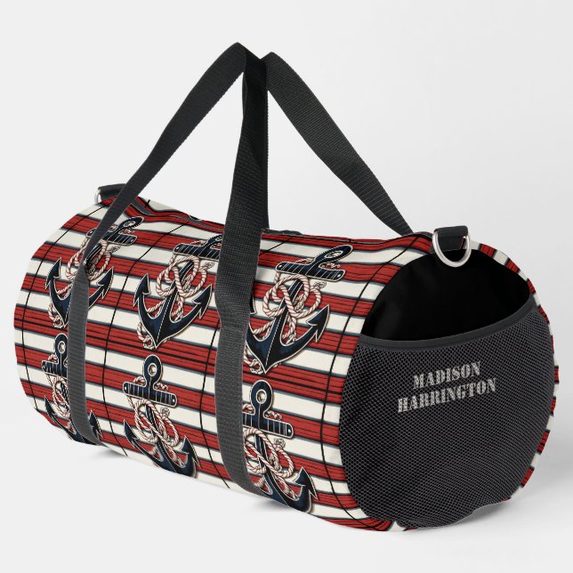 Individuelle Name Nautical Anchor Duffle Bag (Rechte Ecke)
