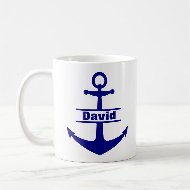Individuelle Name Nautical Blue Anchor Tasse (Links)