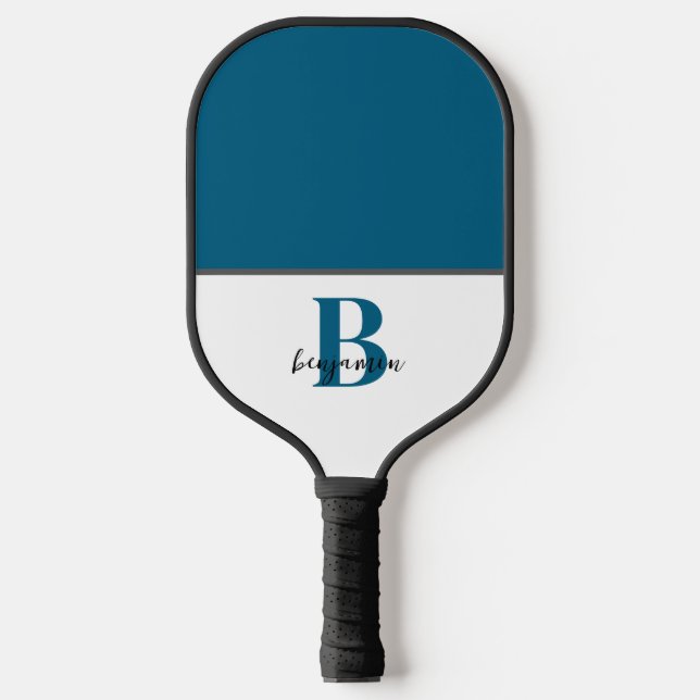 Individuelle Name Navy Blue Monogram Pickleball Pa Schläger (Vorderseite)