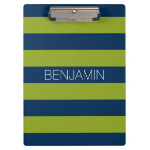 Individuelle Name Navy Blue und Lime Green Rugby S Klemmbrett