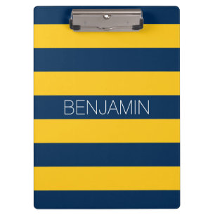 Individuelle Name Navy Blue und Yellow Rugby Strip Klemmbrett