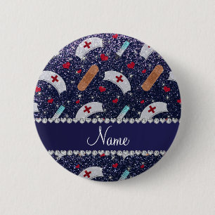Individuelle Name Navy Glitzer Krankenschwester ha Button