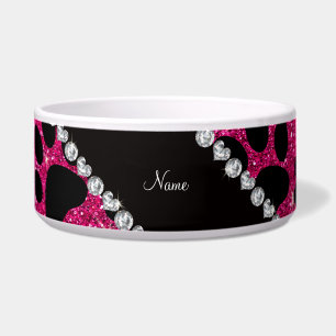 Individuelle Name Nebel Hot Rosa Glitzer Schwarze Napf