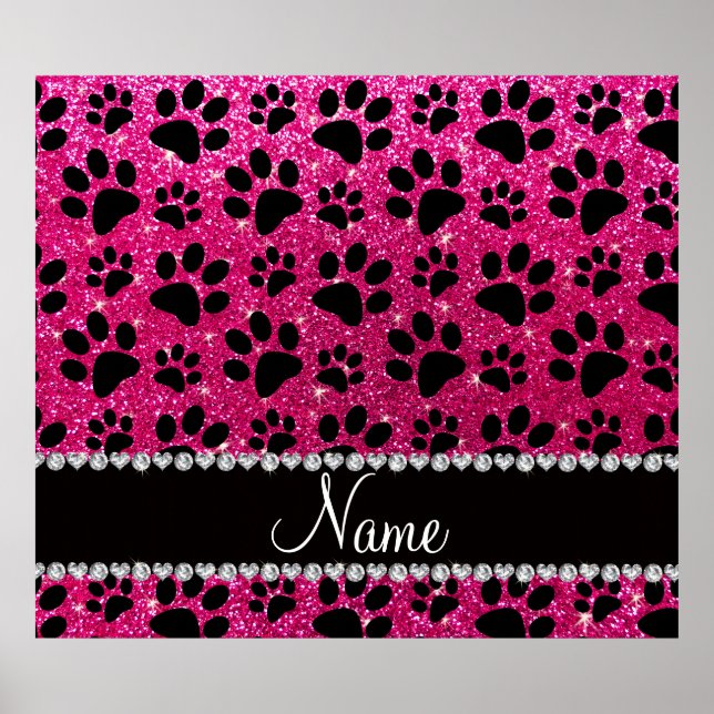 Individuelle Name Nebel Hot Rosa Glitzer Schwarze  Poster (Vorne)